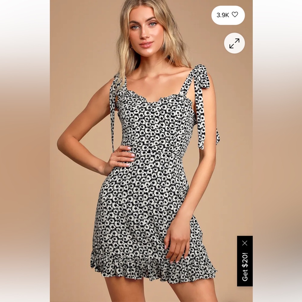 Lulu's Zaharia Black and White Floral Mini Dress